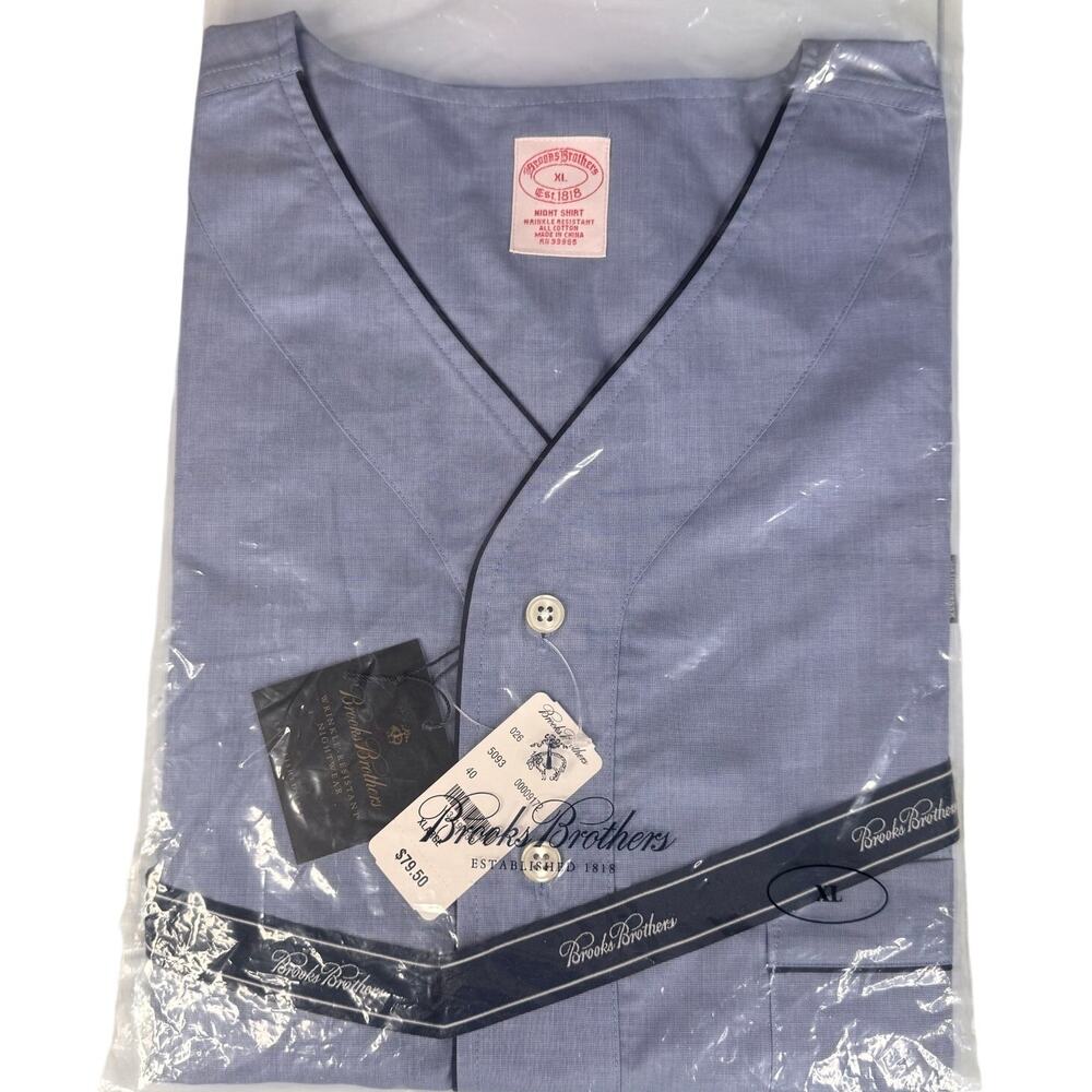NWT Brooks Brothers Mens XL Nightshirt Blue Cotton Old Money Preppy Sleepwear